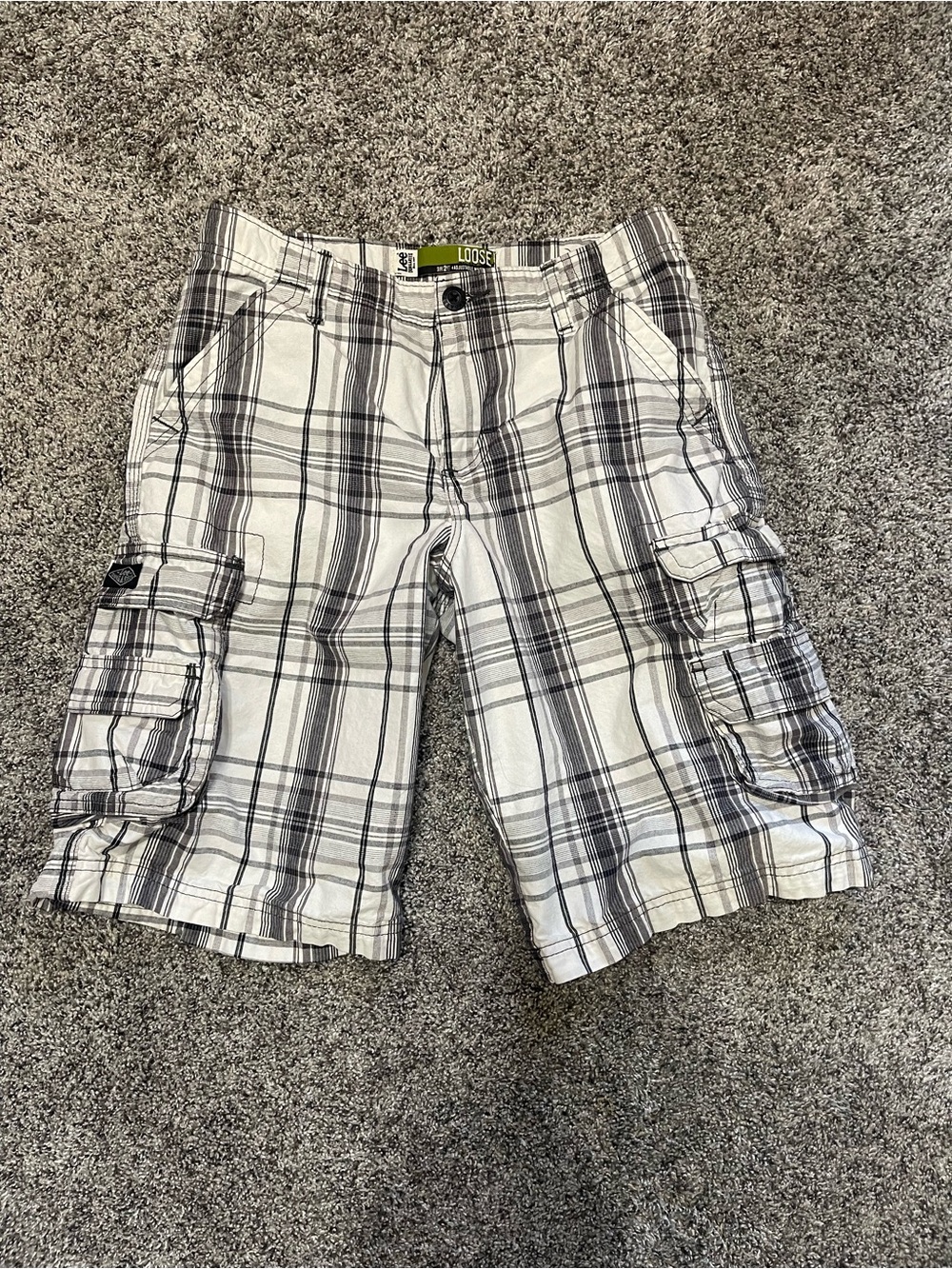 Lee White and Gray Plaid Cargo Shorts